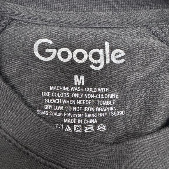 Google Crewneck Sweatshirt Pullover Black Medium Cotton Blend Tech Comfort EUC - Picture 6 of 6